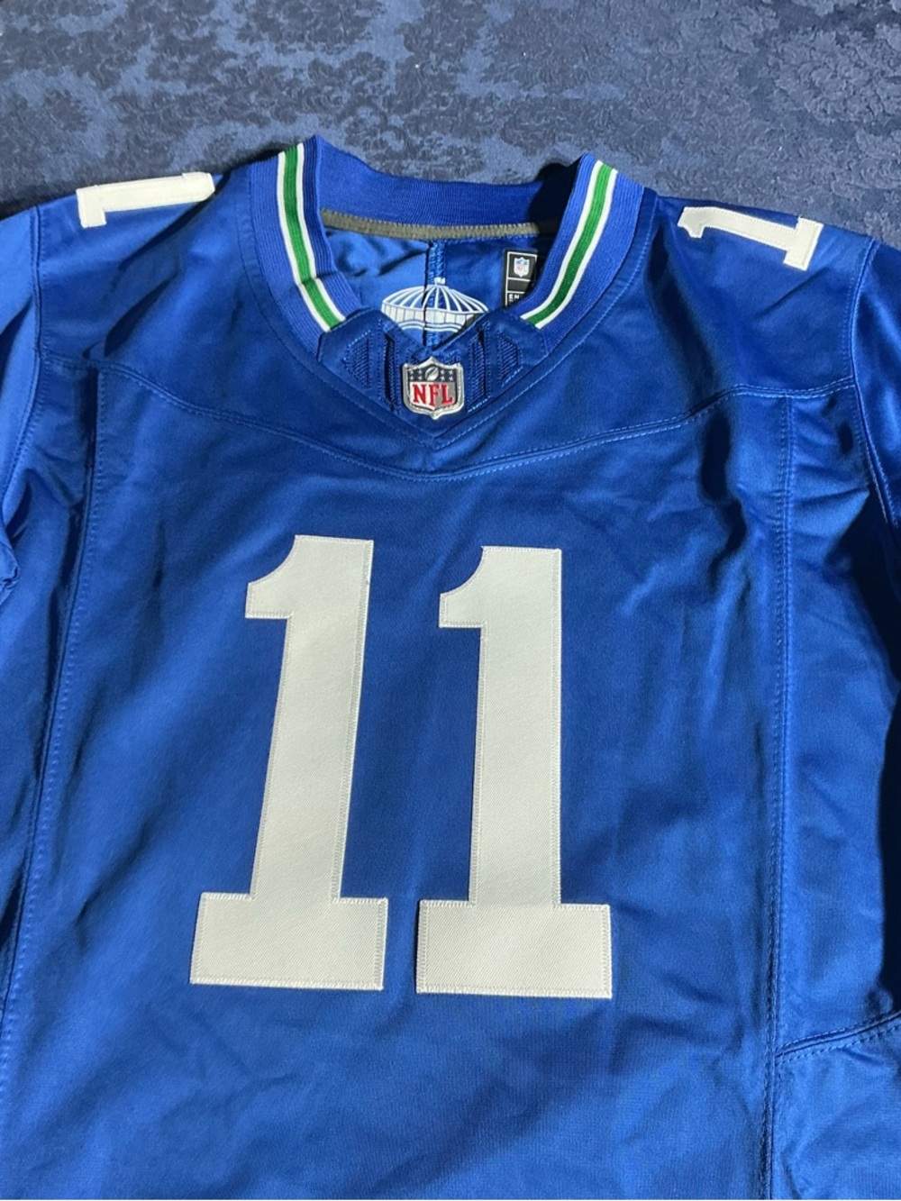Custom Blue Football Jersey with White Number 11